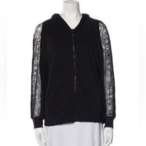 Alice + Olivia Black Lace Sleeve Hoodie